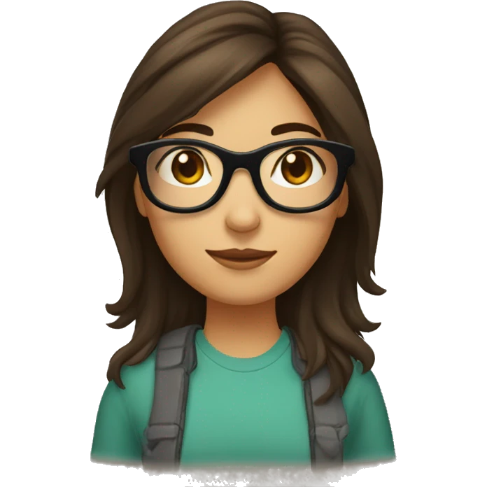 une fille brune avec des lunettes emoji