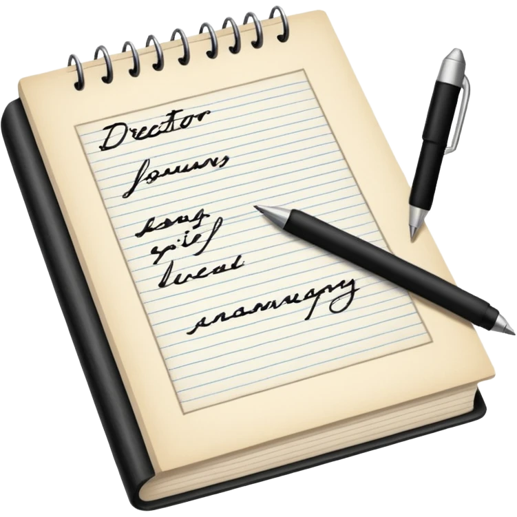 Director Script – bound pages with notes emoji