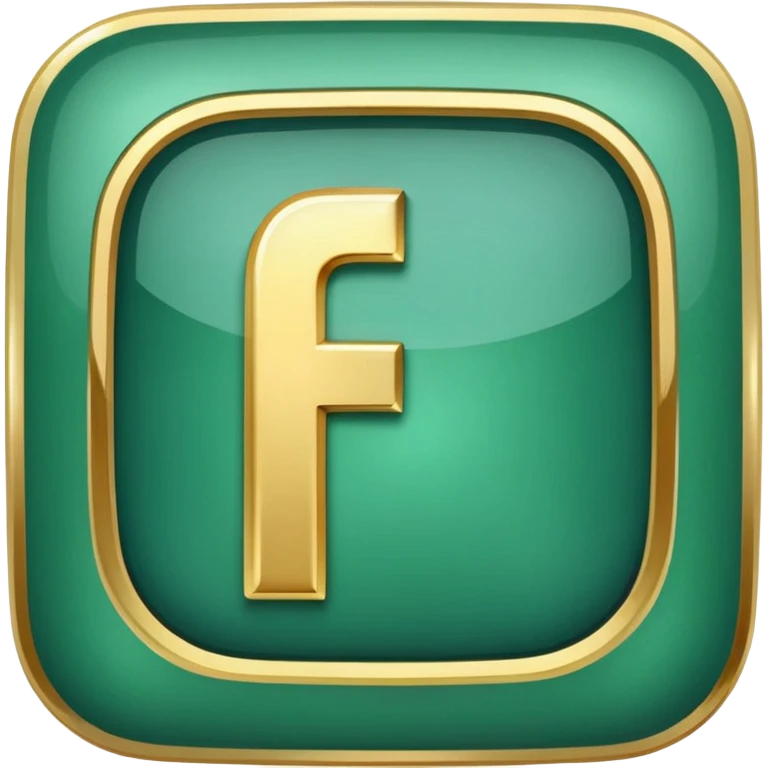 Jade and gold style rounded square Facebook icon button emoji