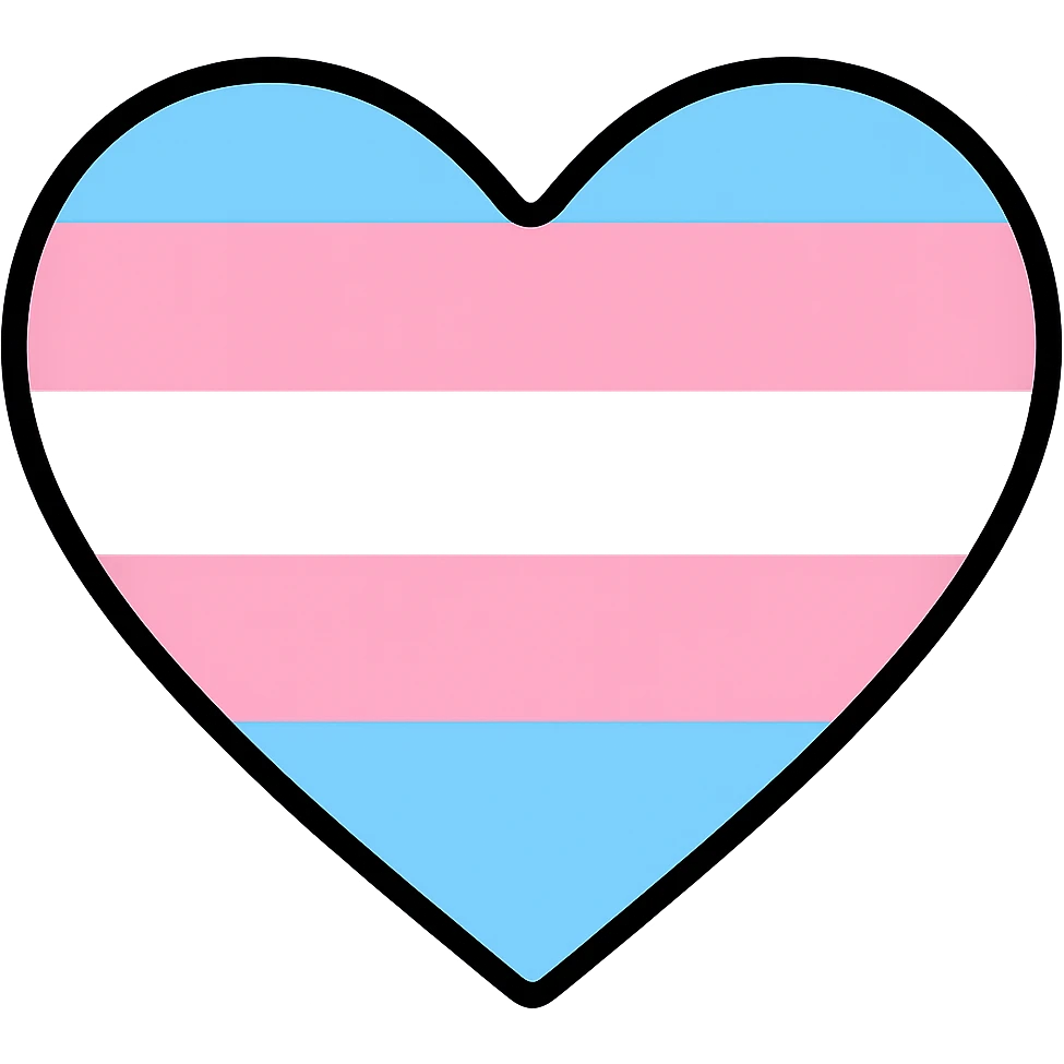 Change the flag inside the heart to the transgender pride flag, keep the color outline icon style, no background. emoji
