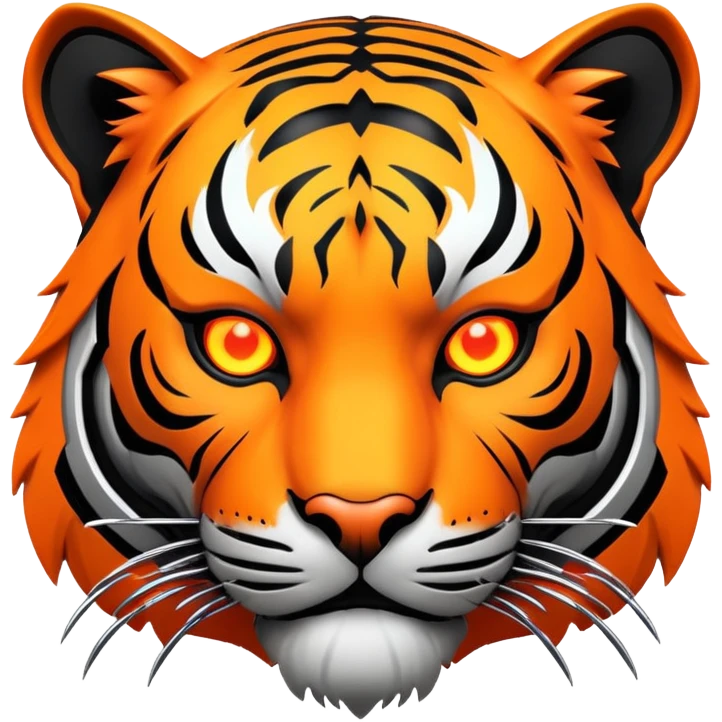 cyberpunk tiger face with neon elements and cybernetic implants for Twitch emote emoji
