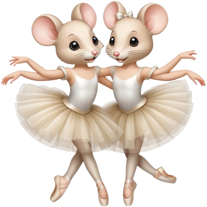 Lovely and elegant white mice dancing modern ballet emoji