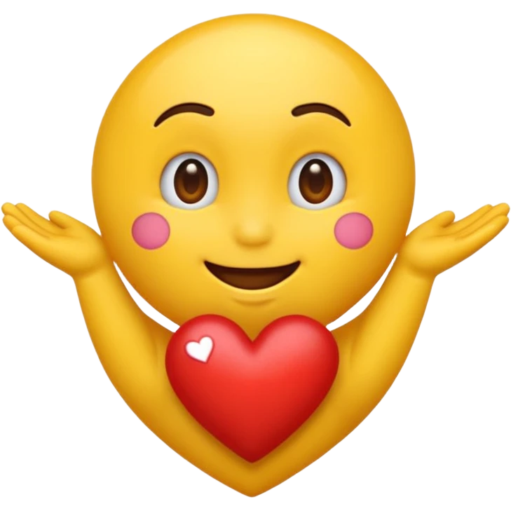 emoji redondo marillo feliz haciendo un corazón con sus manos emoji