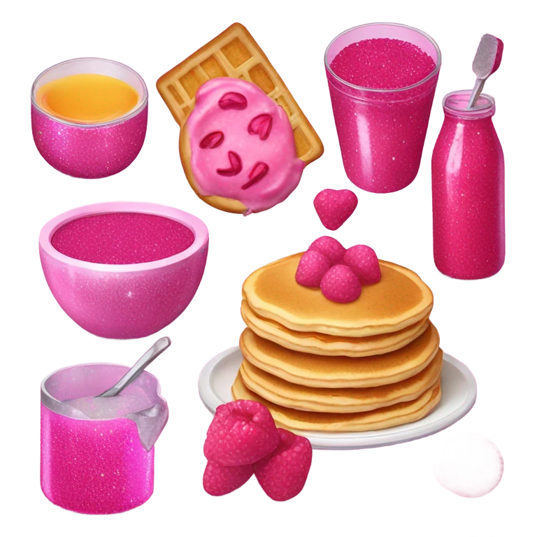 Hot pink breakfast with glitter  emoji