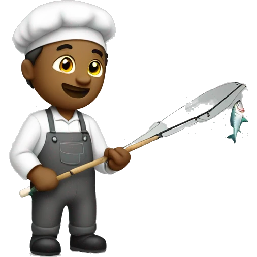a guy fishing but he is a chef emoji