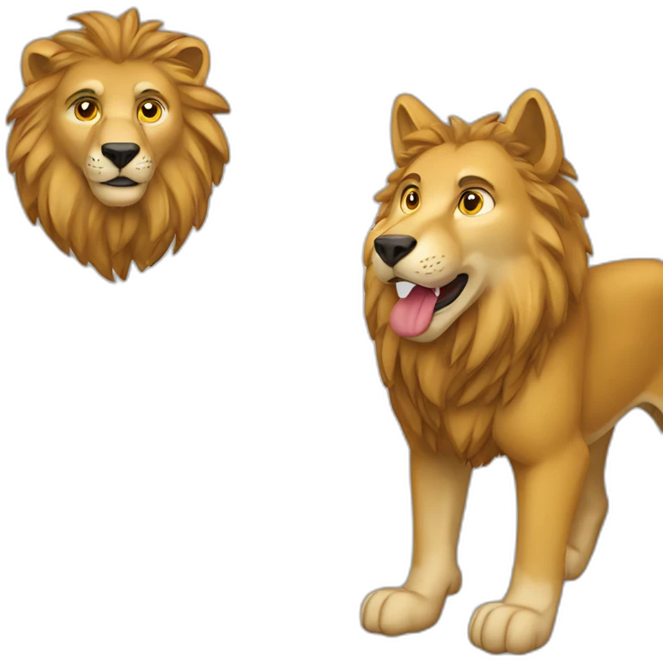 Loup sur un lion emoji