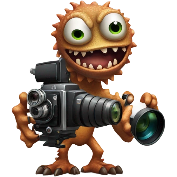 A monster with a film camera emoji