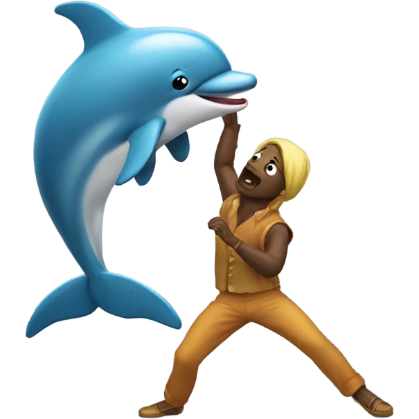 Dancing puppet fighting a dolphin  emoji