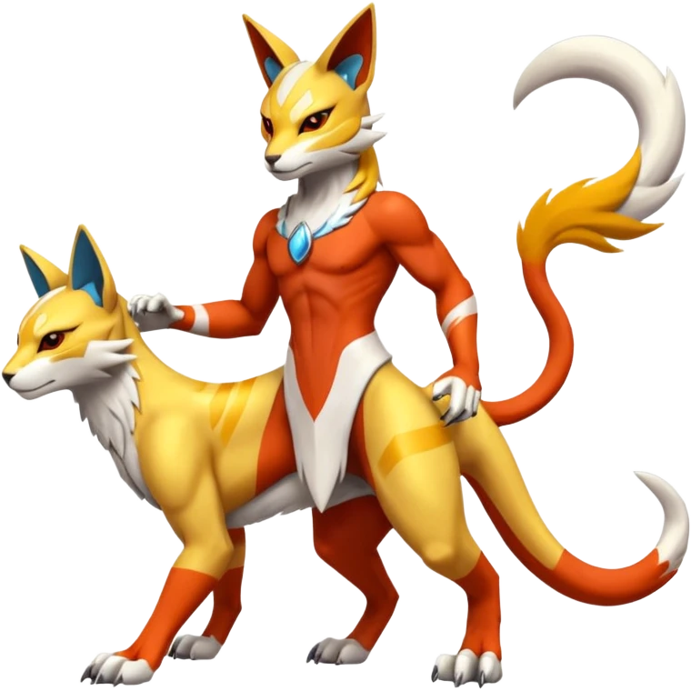 Latias-Koraidon-Renamon-Zeraora-Bastet-Fakémon-fusion-creature, full body emoji