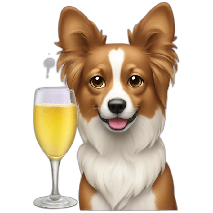 papilion dog drinking champain emoji