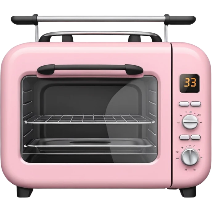 Cute emoji-style Ninja Combi countertop oven, pastel pink appliance, rounded edges, soft highlights, simple shadows, modern kitchen gadget aesthetic, kawaii but realistic, centered, white background emoji