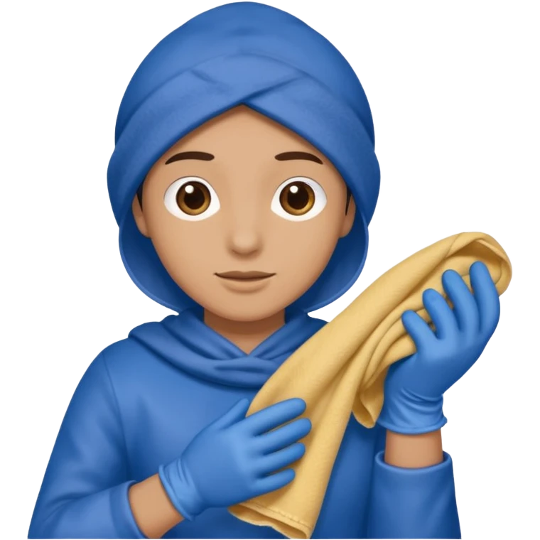 Cleaner + blue gloves + rag emoji
