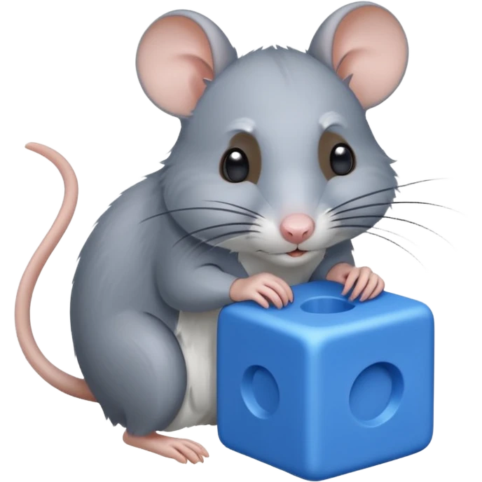 raton gris comiendo bloque azul emoji