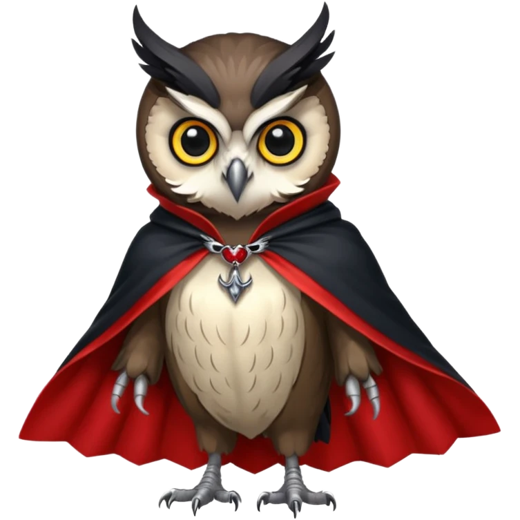 owl vampire in red collar cloak emoji