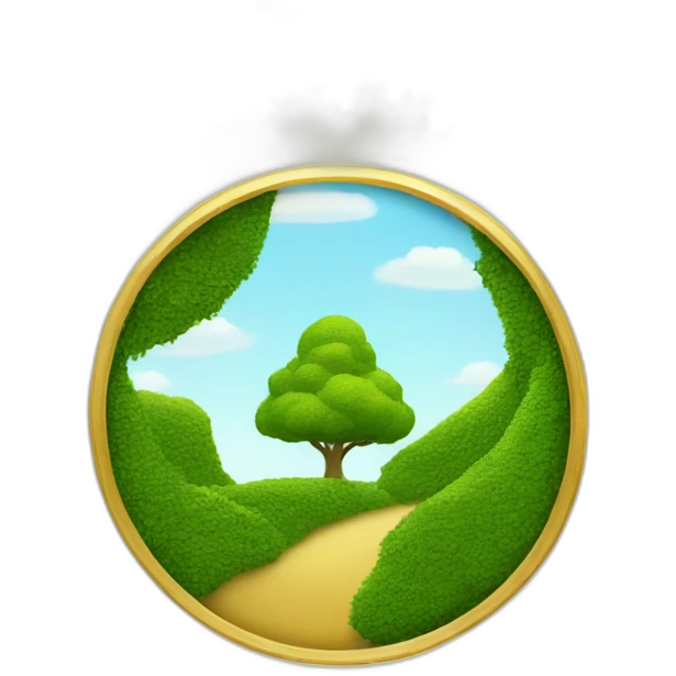 a golden circle with shrubbery inside of it emoji