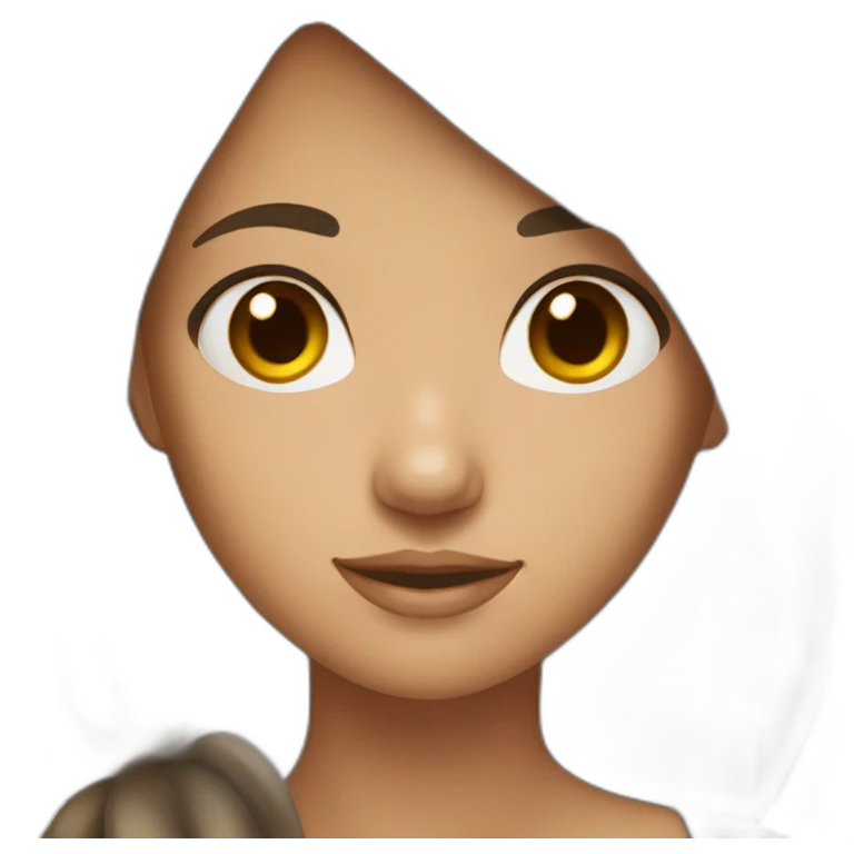 Girl with tanned skin brown hair asian eyes emoji