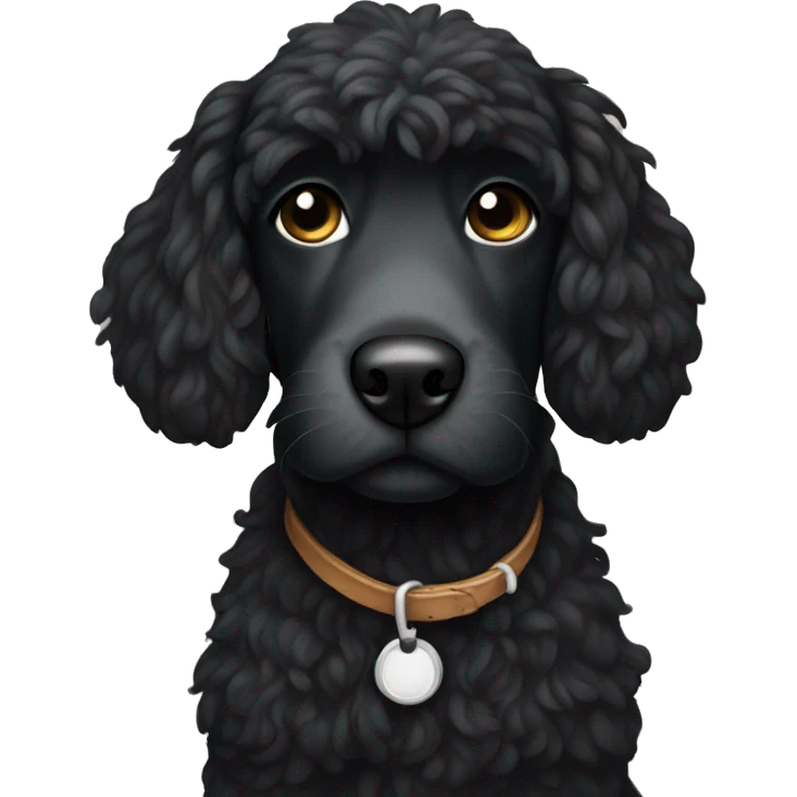 Black doodle dog with white eyebrows emoji