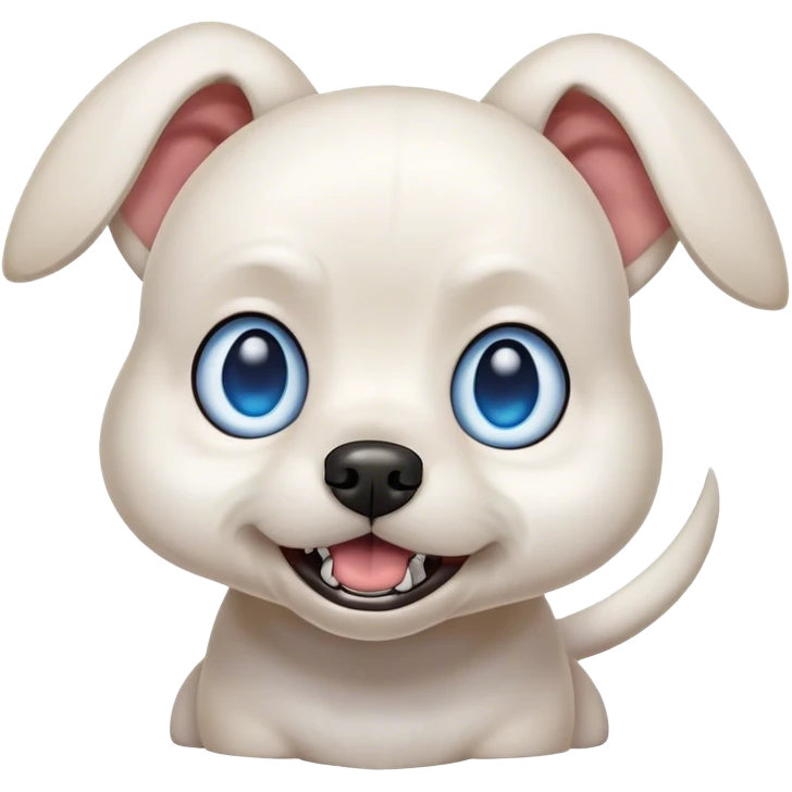 Snarling Blue eyed small white dog floppy ears  emoji
