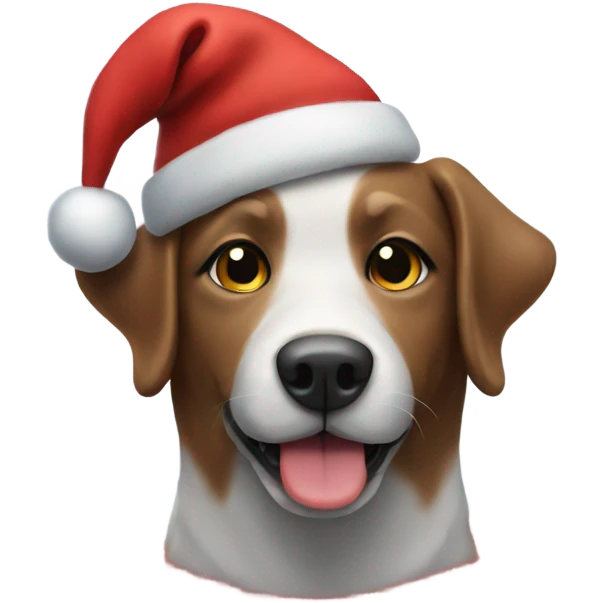 moonlit dog with christmas hat emoji