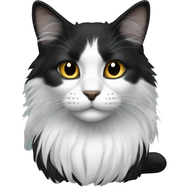 black and white cat long haired emoji