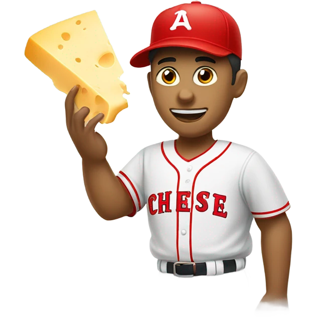 White Baseball player with red hat eating cheese emoji