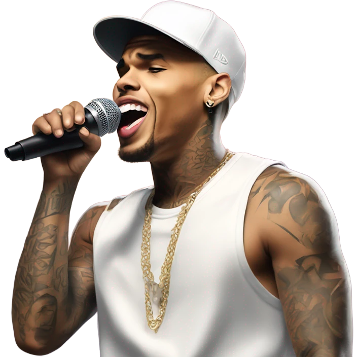 Hyper Realistic Chris Brown on stage singing  emoji