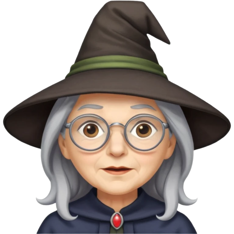 old witch with grey hair and glasses emoji