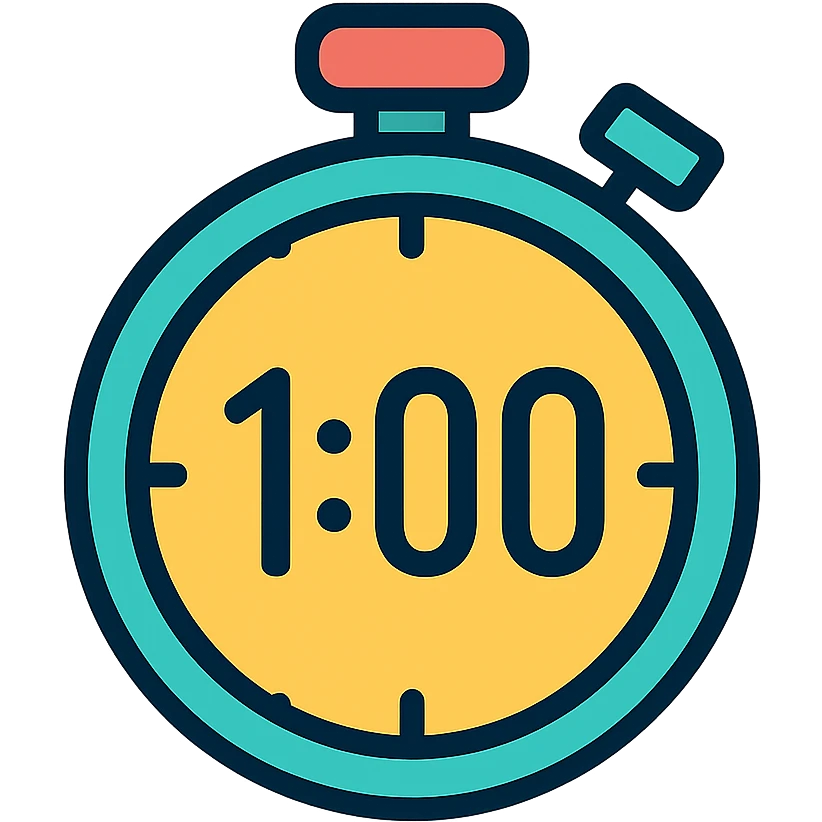 stopwatch featuring a bold 1:00 in the middle, minimal style, easy to read emoji