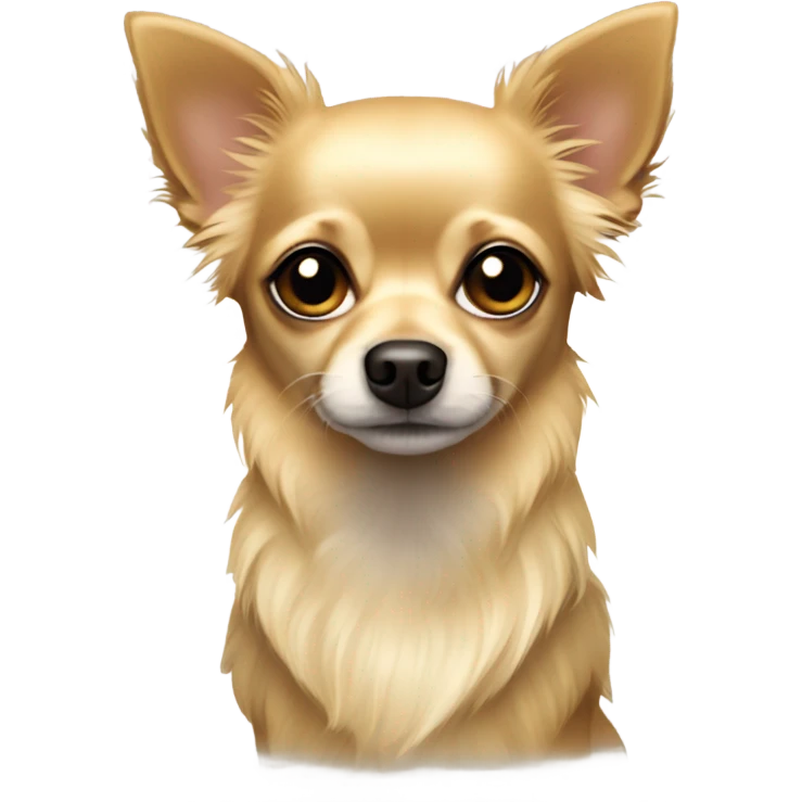 blonde long hair chihuahua terrier mix with dark eyes emoji