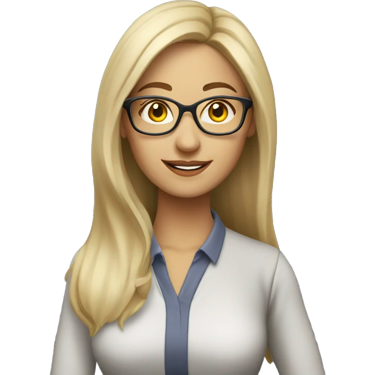 Woman teacher gray blonde long hair glasses with book emoji