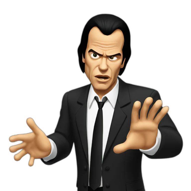 Vincent Vega from Pulp Fiction with the hands gesturing confusion emoji