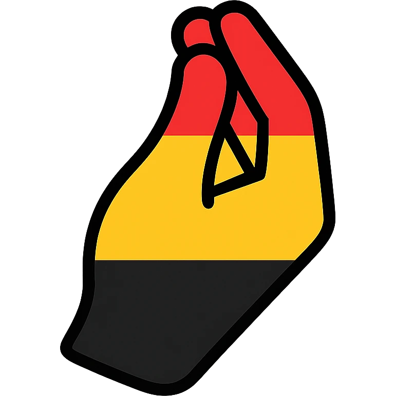 Italian hand gesture with pinched fingers, incorporating German flag colors, icon style, clean and bold emoji