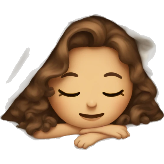 Girl with wavy brown hair sleep under the blanket emoji
