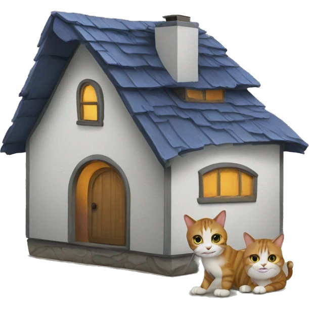 two giant cats small house emoji