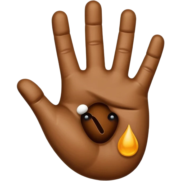 cartoon hand with poop emoji on palm emoji