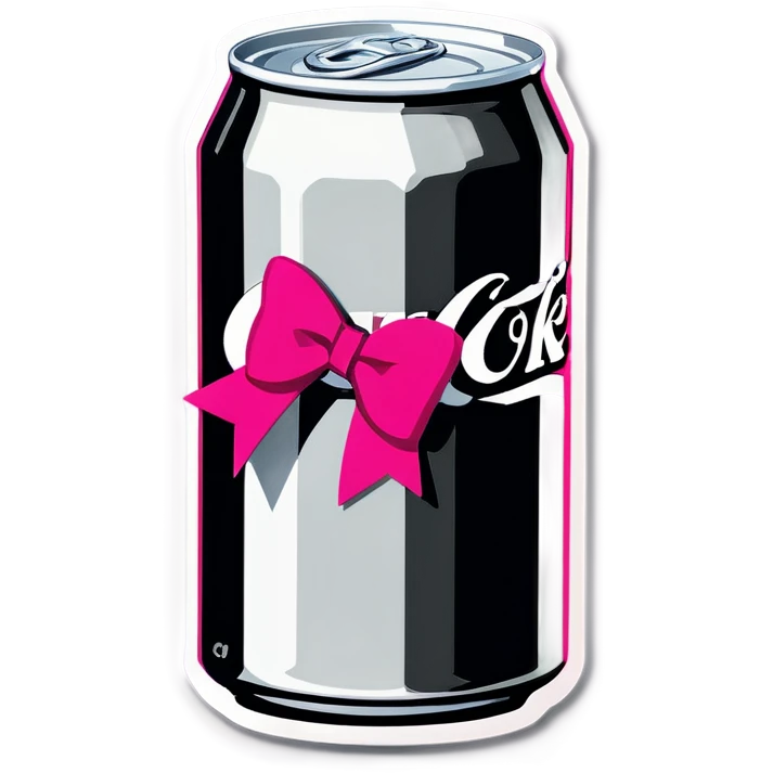 Can of Diet Coke with a pink bow on it emoji