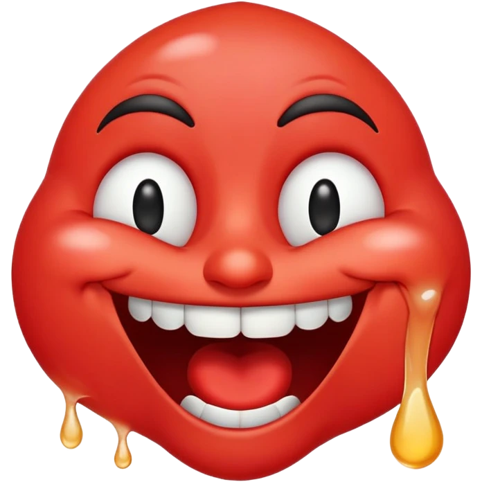Create a hyper-exaggerated, tear-streaming, snot-bubbling laughing emoji with a wide, crooked grin and bright red face—so absurd it makes you cry-laugh just looking at it, like the Turkish 'mala bak' meme. emoji