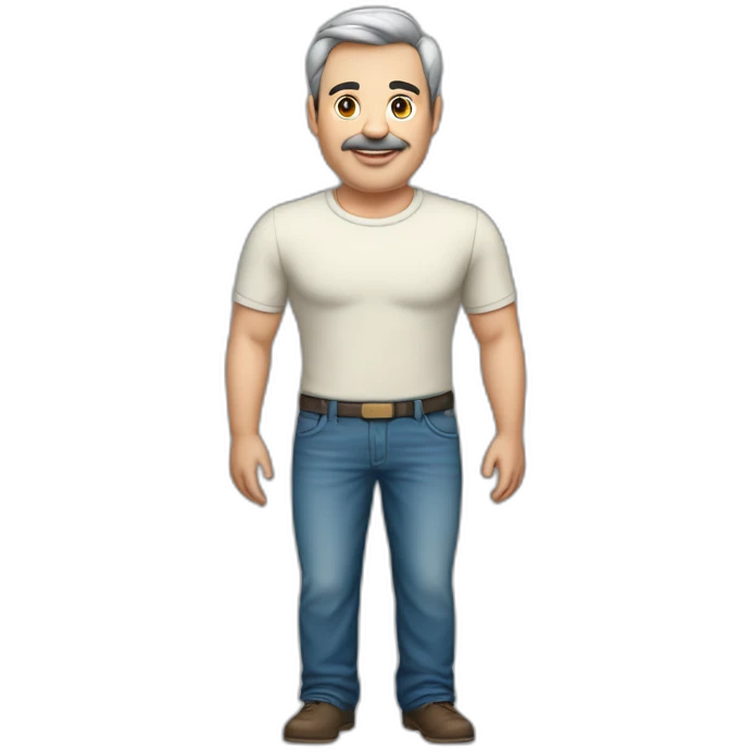 Cuerpo entero, jean, remera de argentina, hombre, 50 años, 110 kilos, 1.90 de altura emoji