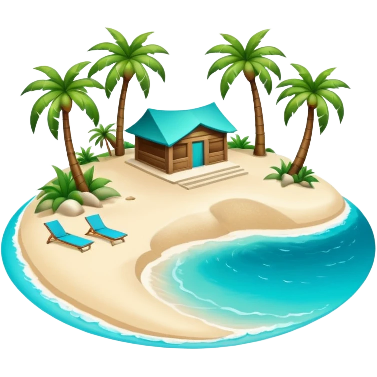 modern attractive island  with a beach and infrastructure  emoji