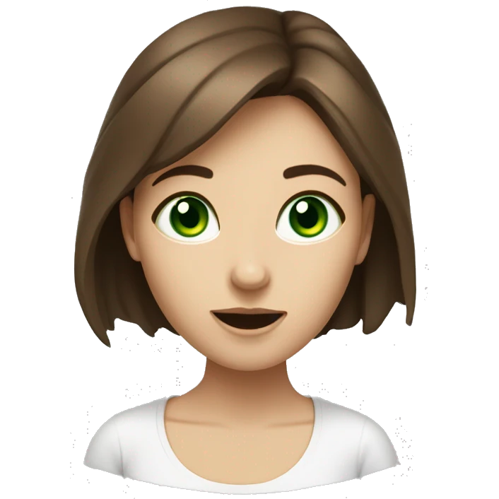 A girl with white skin, green eyes and brown hair is studying for exams in chaos. emoji