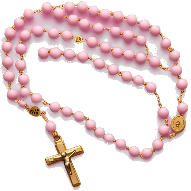 Light pink with gold cross rosary  emoji