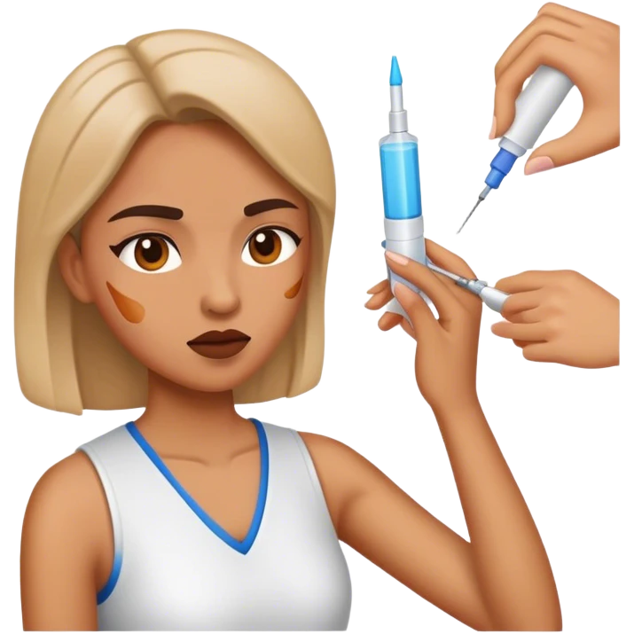 a woman who gets a shot in the face emoji