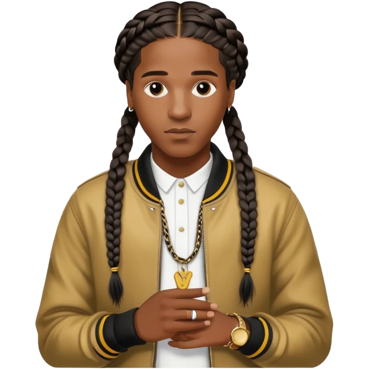 ASAP Rocky with braids and stylish outfit emoji