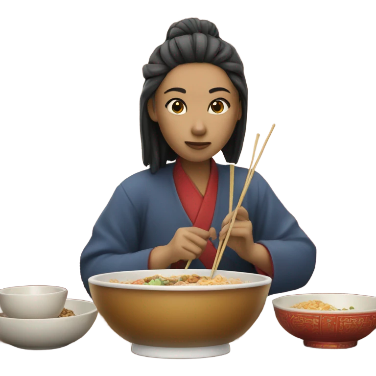 person eating chinese food emoji