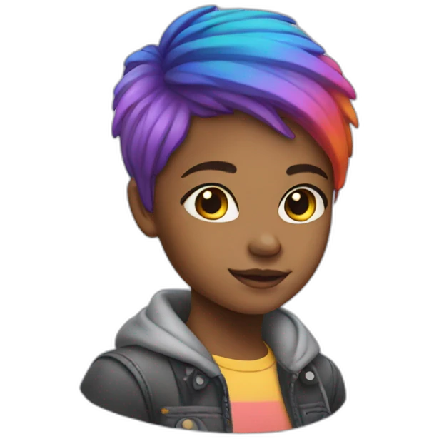 Girl with Short rainbow hair emoji