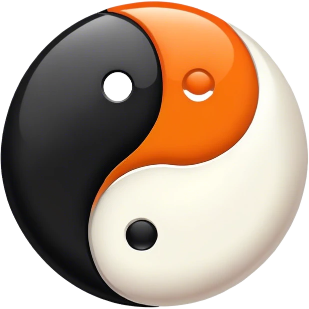 Orange and black ying yang emoji