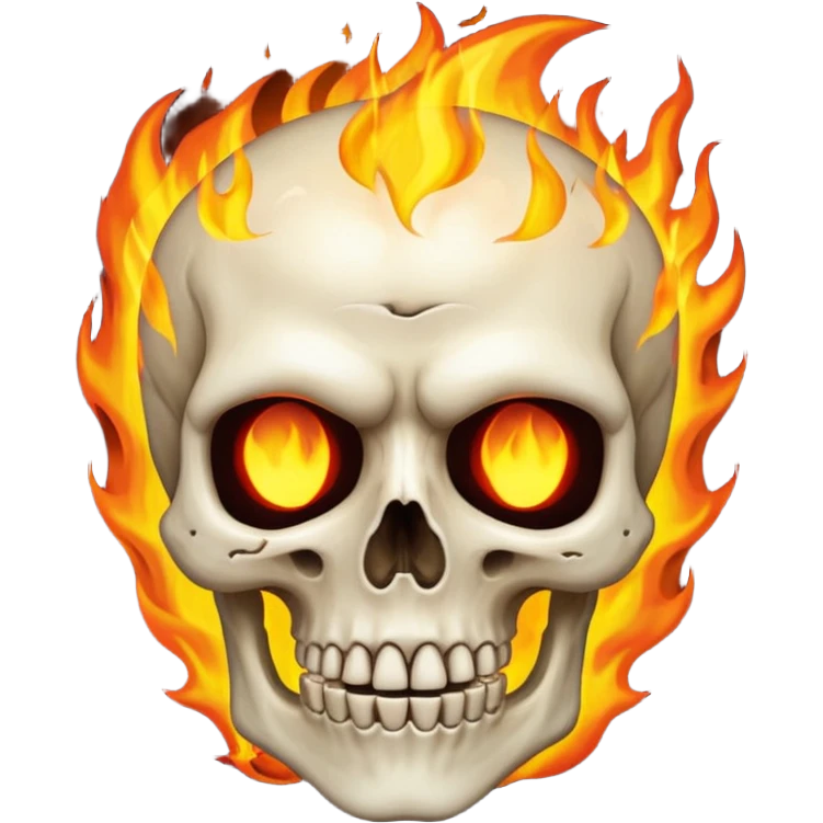 Just a skeleton face with fire in his eyes and fire around more relished him with a damn face emoji