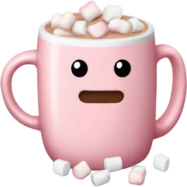 Light Pink mug of hot chocolate with marshmallows  emoji