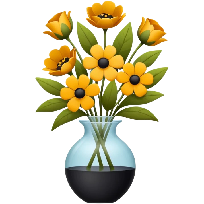 Minimalistic flat vector icon, iOS style, thin black contour on white background. Flower bouquet arranged in a simple vase. Clean, elegant, no text, no shadows.
 emoji