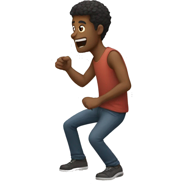 A guy throwing a rock emoji